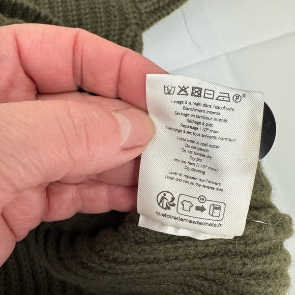 Sezane Lucas Jumper Woman’s Size L Green Wool Blend Button Up Sweater - Picture 10 of 11